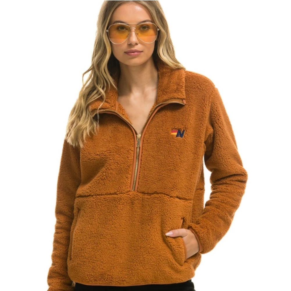 Aviator Nation Teddy Unisex Half-Zip Vintage Jacket $395